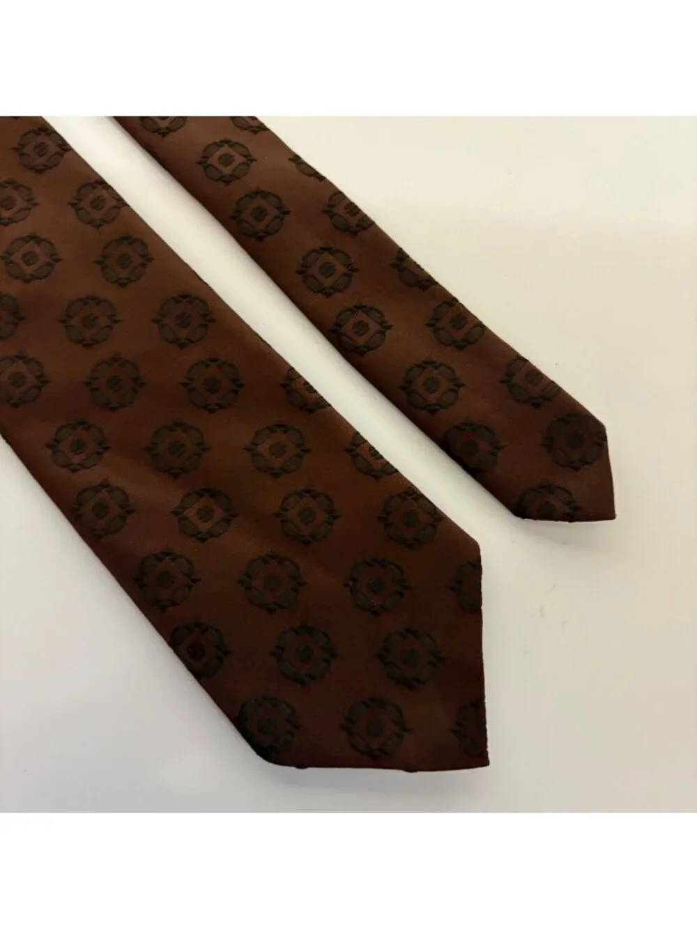 Lord Copley Polyester Brown Tie Geometric Mens Necktie Office Work Gift Vintage